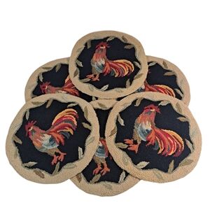 VTG Country Heritage Collection 100% Wool Rooster Chair Covers Set/6 Nourison
